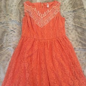 Orange flowy mini dress